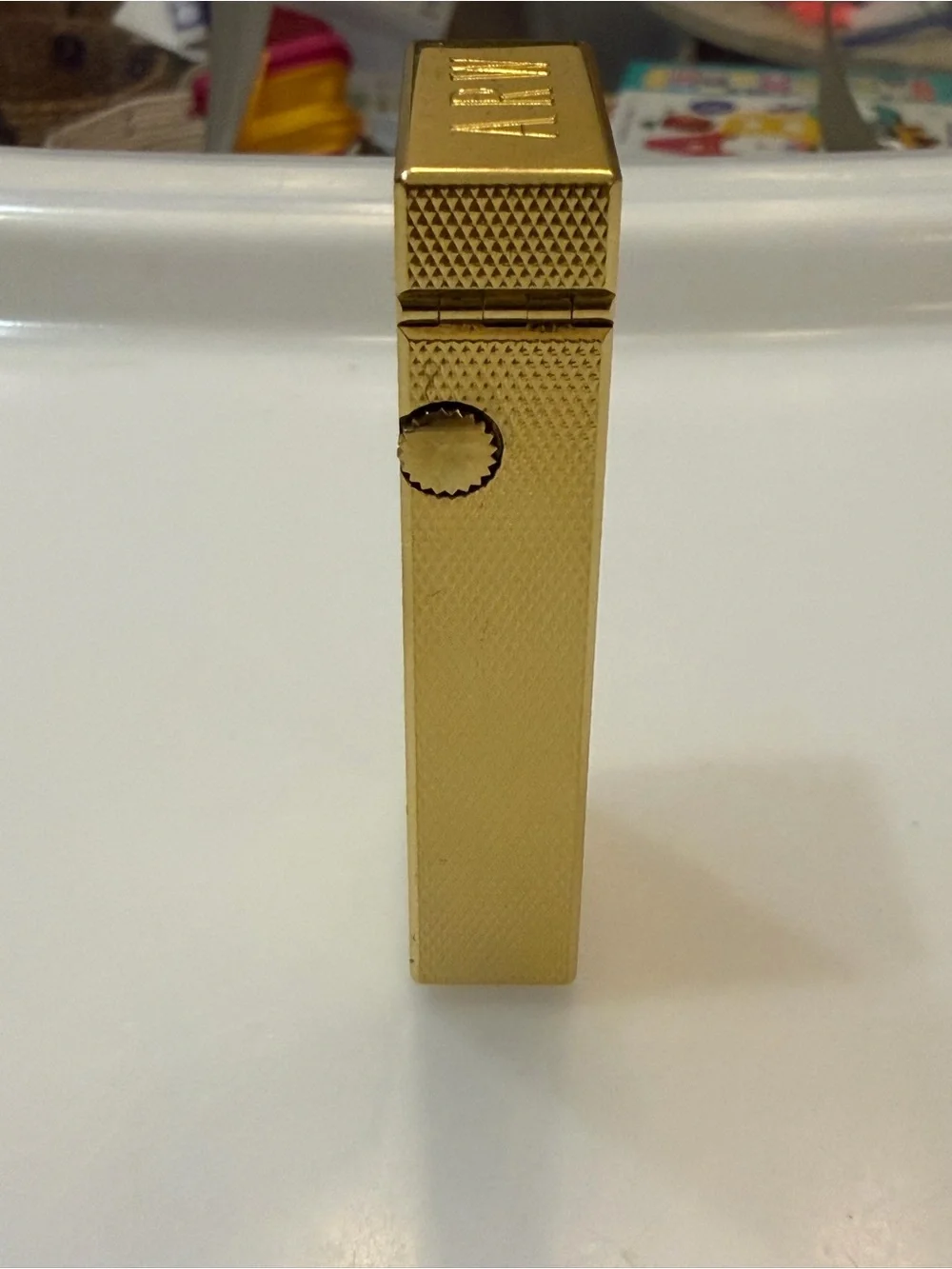 Vintage Dunhill Rollagas Gold Plated Lighter - Barley Pattern - Swiss Made